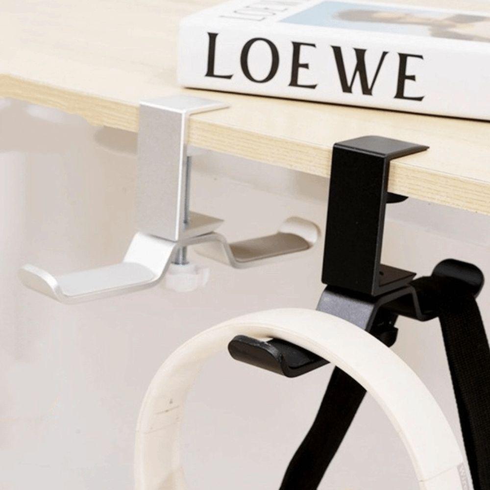 Double Hook Earphone Bracket Hanger Under Desk Desk Clamp On Hook Headphone Stand  For Under Desk