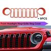 Front Grille Grille Ring Cover and Headlight Ring Decoration for Wrangler JL 2024 Carbon