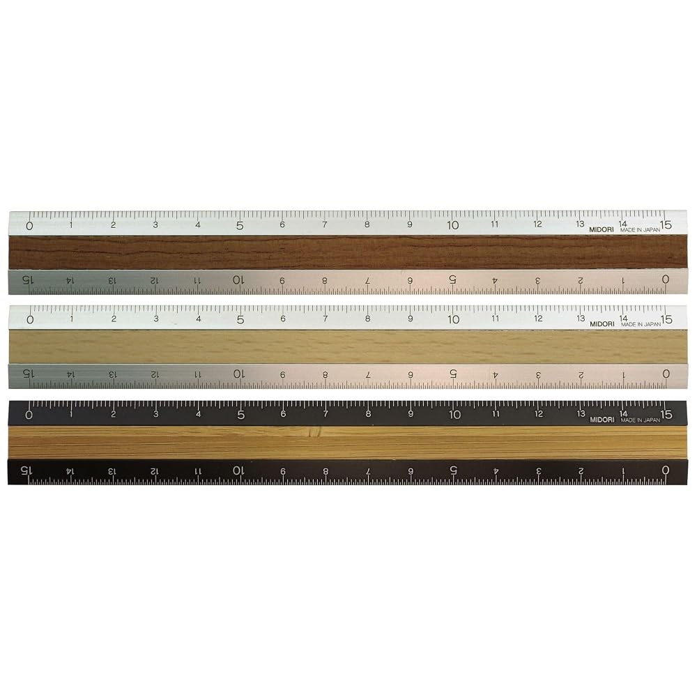 MIDORI Aluminum & Wood Ruler 15cm Black 42270006
