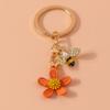Cute Enamel Flower Bee Keychain Animal Key Rings Pendants for Women Girls Handbag Accessories DIY Jewelry Gifts