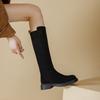 Fleece Shoes, Long Boots, New Versatile and Retro Boots for Women, Thick Mid-heel Boots