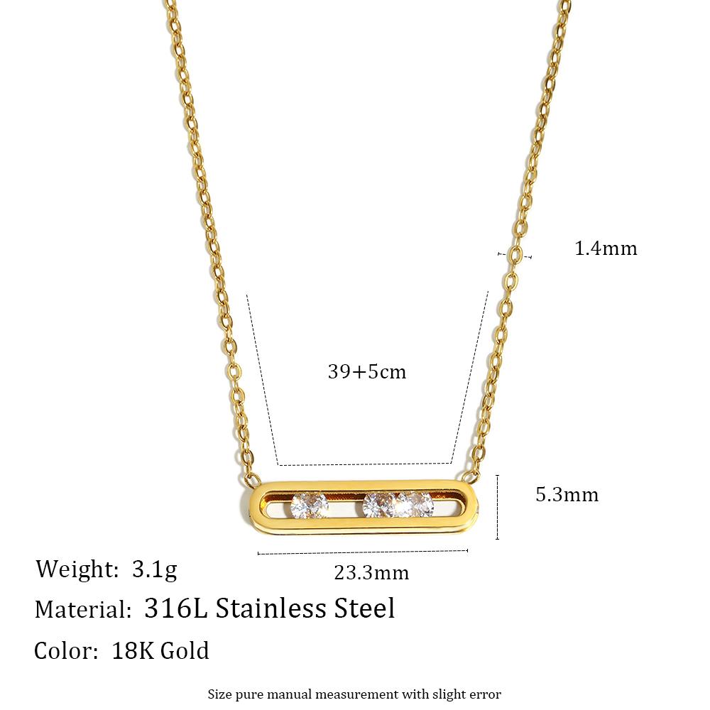 

MamacitaSlay 316L Stainless Steel Movable Zircon Rectangular Pendant Waterproof 18K Gold Plated Jewelry Women s Elegant Necklace 44cm золотий