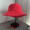 Japanese Style Raw Edge Bucket Hat Women Foldable Vintage Sun Hat UPF 50+ for Autumn Outdoor Travel Minimalist Breathable