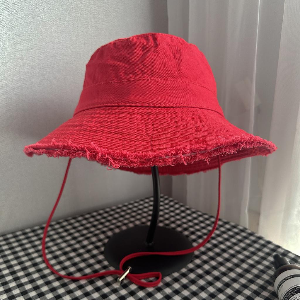 Japanese Style Raw Edge Bucket Hat Women Foldable Vintage Sun Hat UPF 50+ for Autumn Outdoor Travel Minimalist Breathable