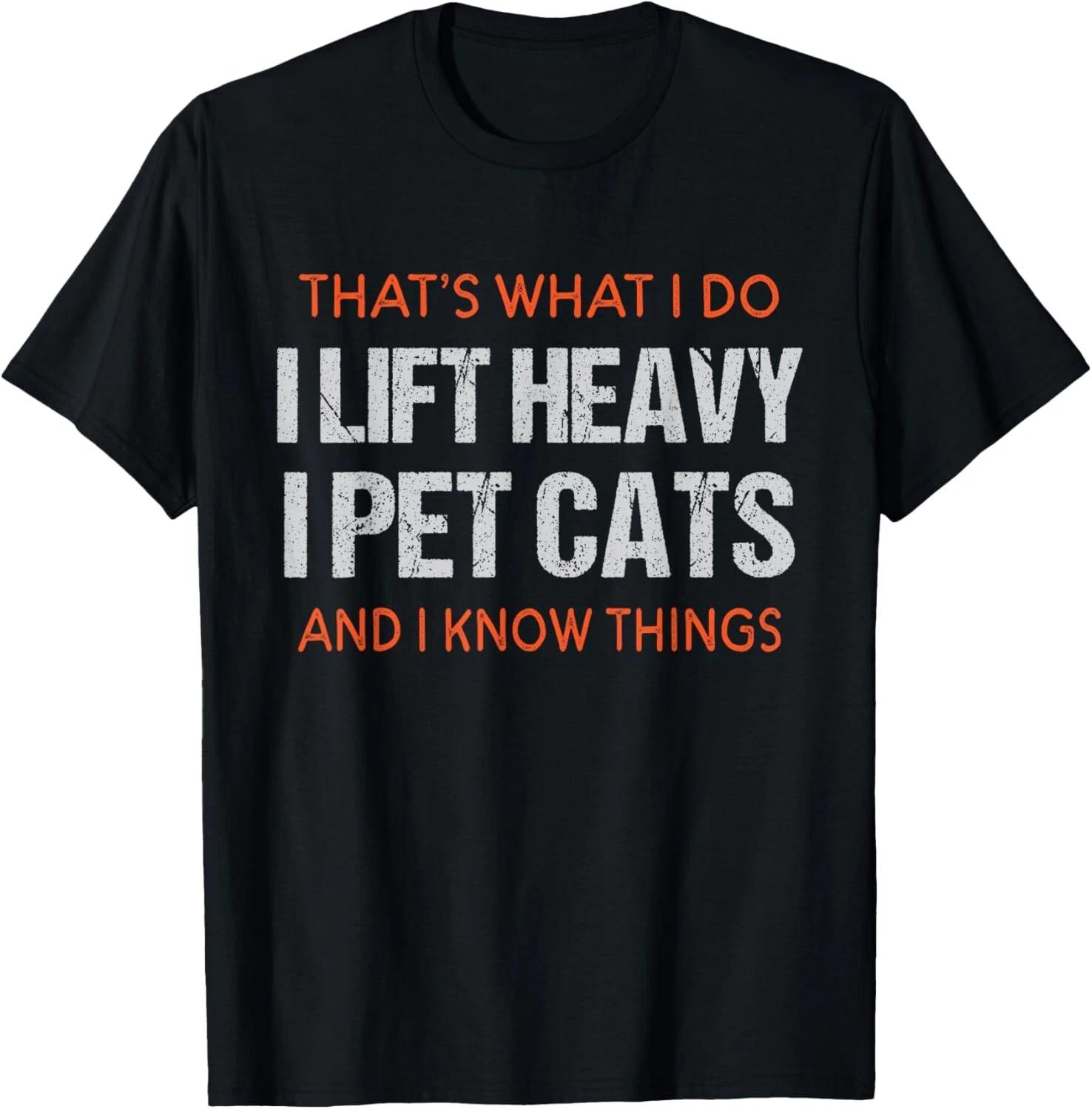 Funny Gym Workout Weightlifting Cat Animal Themed Saying T- Shirt L