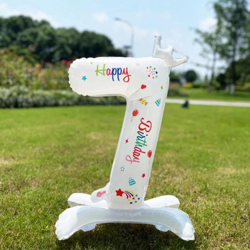 NEW 32Inches Birthday Anniversary Balloons Year Column Party Crown Number Arrival First Merry Girl Banquet Shower Ins Baby