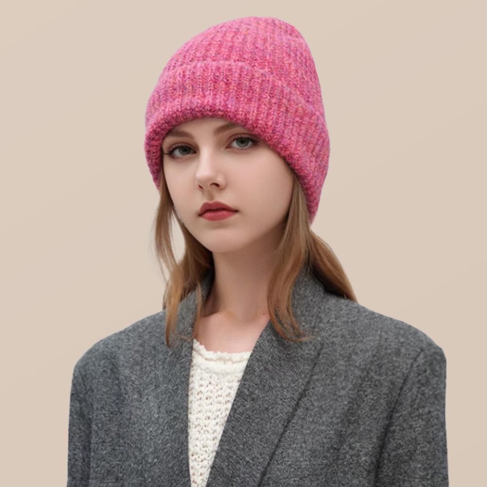 Cold Hat Big Head Wing Thick Wool Hat for Women Spring Versatile Warm Loose Face Small Ear Protection Knit Hat Piles of Hats