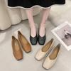 Women Spring Autumn Square Toe Flat Bottom Low Upper Shoes Slip On Breathable Walking Ladies Fashion Shoes