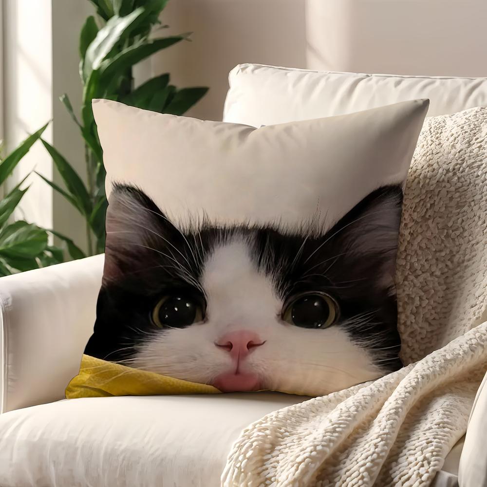 Black White Cat Cute Cow Cat Cushion Cover For Pillow Printing Sofa Decoration Home Car Room Coffee Shop Office NordicSimplicity