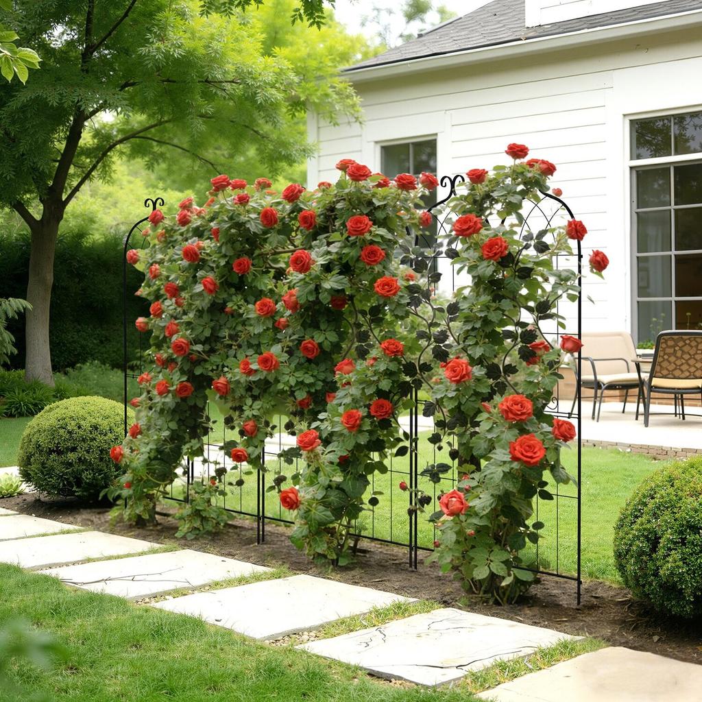 Garden Trellis, 180 x 52.5 cm Rose Trellis, 2 Packs Garden Flower Rose Trellises with Powder-Coated Finish & Convenient Locking Design, Plant Support