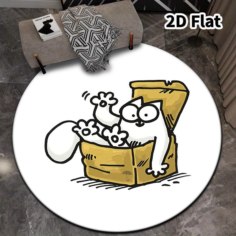 Simon'S Cat Round Area Rug Carpet Rug For Living Room Bedroom Sofa Playroom Decor Nonslip Floor Mat
