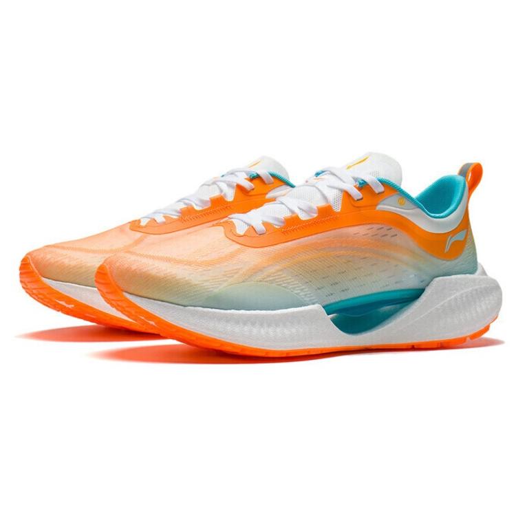 Li Ning Super Light 19 Slip Resistant Abrasion Resistant Cushioning Low top Running Shoes Men's Orange Blue ARBS001-13