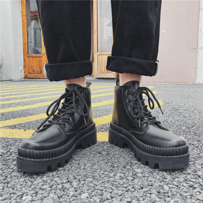Winter New Platform Mid -Top Boots Men Autumn British Trend Ankle Boots Hight -Top Korean Casual Men 'S Shoes Motorcycle Boots