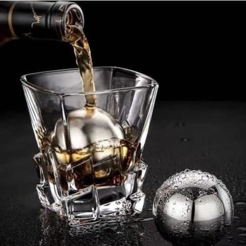 

Set of 2 Stainless Steel Reusable Ice Balls, No-Melting Ice Cubes, Perfect for Whiskey, Gift