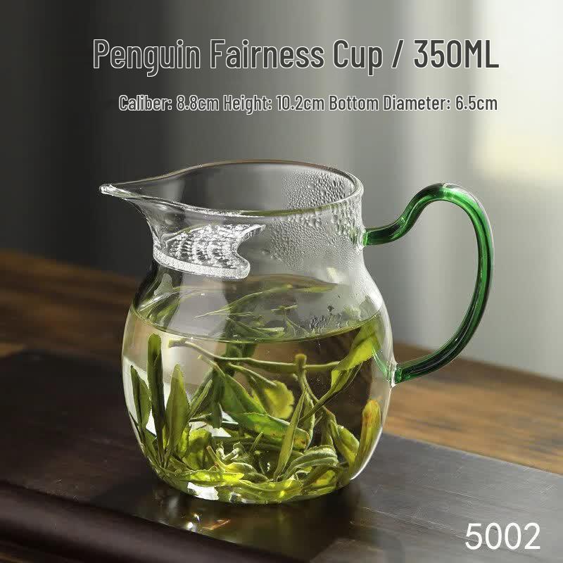 Crescent Glass Gongdao Cup with Integrated Tea Strainer