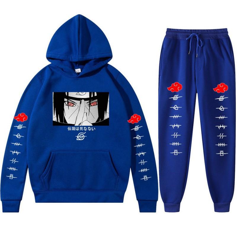 Ensemble Hoodie Anime Naruto Hommes Femmes - Impression Uchiha Itachi Sweat à Capuche Décontracté Manches Longues Pantalon