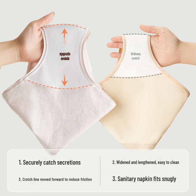 MaoRen Women's Antibacterial Baby Cotton Mid-Waist Briefs (4-Pack)