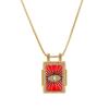 1pc Enamel Heart Pendant Necklace 18K Gold Plated Multicolor Brass Link Cable Chain Rectangle Charm Necklace 45cm + 5cm Long
