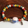 Cute Lucky Cat Bracelet for Women Men Fashion Colorful Beaded Ceramics Cat Pendant Charm Bracelets Aesthetics Harajuku Jewelry