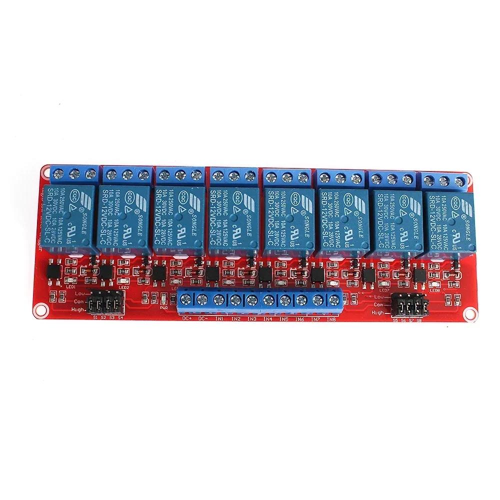 1 2 4 8-Kanal Relaismodul Platine Shield 5V 12V 24V mit Optokoppler Unterstützung High und Low Level Trigger für Arduino