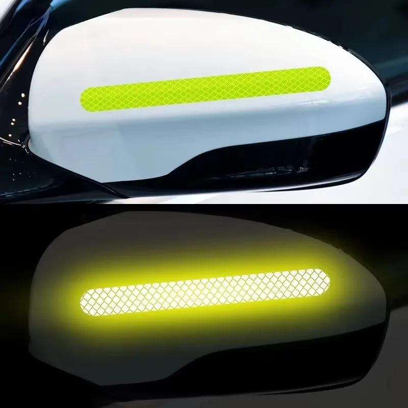 6/2pcs Car Reflective Safety Strip Stickers Car Rearview Mirror Reflective Sticker Reflective Warning Safety Tape Accessories