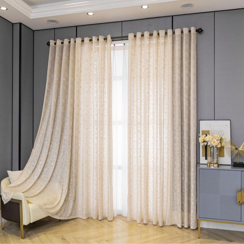 1 Panel French Country Green Leaf Print Semi-Sheer Gauze Curtain with Grommet Top - Mint Green & White Botanical Window Drapes for Bedroom