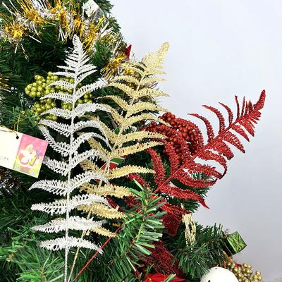 5 Stück Glitzer Künstliche Blätter Weihnachtsdekoration Kunstpflanze Weihnachtsbaumschmuck für Heimdekor Kränze DIY Partyzubehör