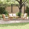 Garden Sofa Set 4 Pcs Natural Solid Teak Wood