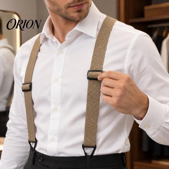 Adjustable Elastic Suspenders Hidden for Men, Y-Back Under Clothing Braces, 1.6 Inch Wide Comfortable Shoulder Straps Elastic, 3 Hook Clips,