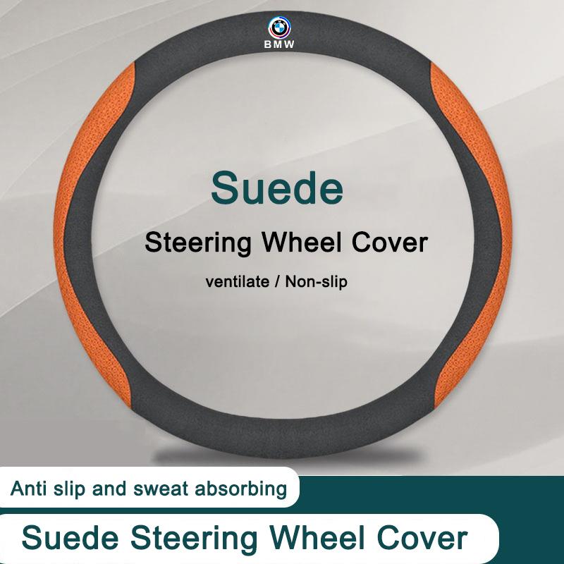 BBKS3 Suede Leather Car Steering Wheel Cover Anti-slip For BMW F30 F10 E90 F20 E46 E60 E92 E91 E28 X3 X1 X2 E70 E39 E36 X7 Accessories