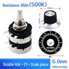 Dual-Gang Carbon Film Potentiometer: RV24YG20S, Variable Frequency Speed Control with B102/202/502 Knob Scale, Available In 5K/20K Ohm.