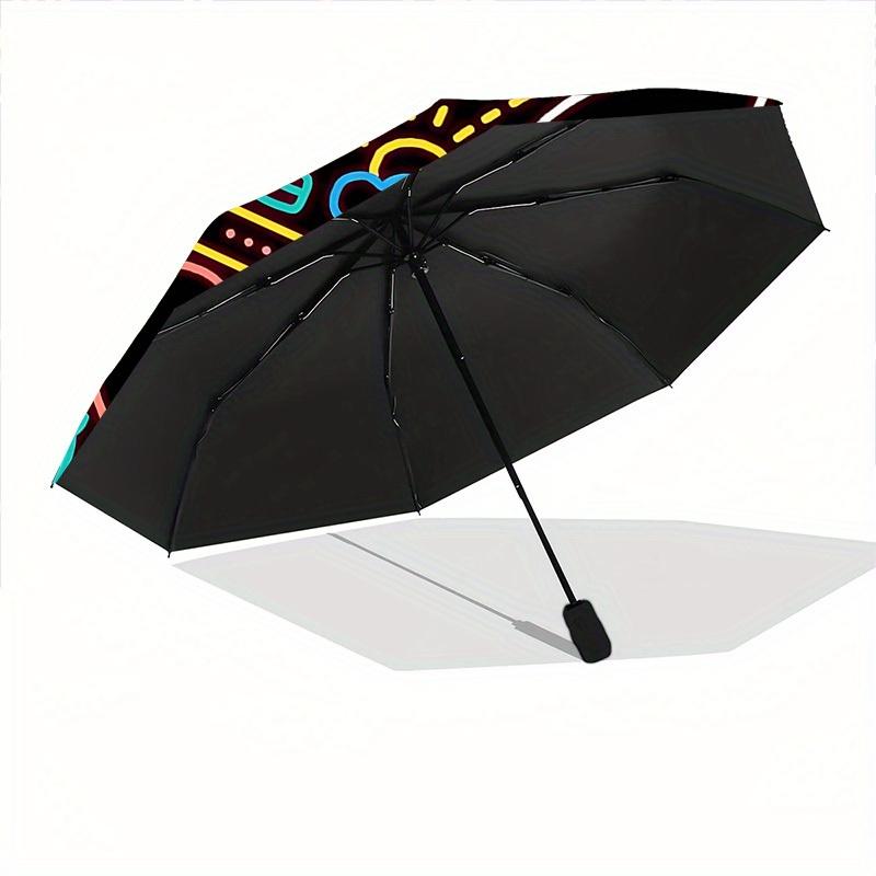 1pc BT21 Merchandise Automatic Folding Umbrella, Portable Collapsible Design, 8-Rib Iron Frame, All-Season Casual Outdoor Accessory for Christmas Birt
