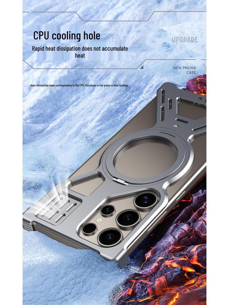 Samsung S26 Ultra Metallhülle: Magnetischer Drehständer, Anti-Fall-Schutzhülle
