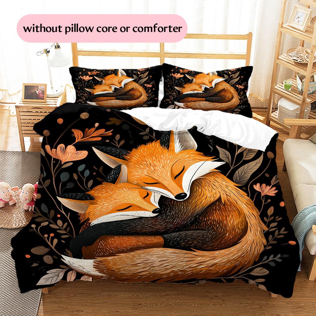 Hugging Animals  Pattern Bedding Quilt Set Quilt Cover Pillowcase Home Decoration  Gift (1 * duvet cover + 2 * pillowcase, without core)