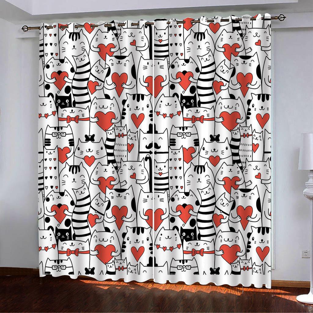 Curtains Popular Small Animal Head Simple Digital Printing High Density Blackout Curtains