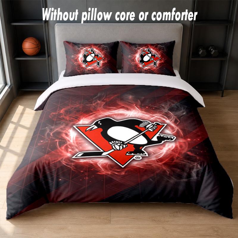 Pittsburgh Penguins Design Bed Bedding Set 1 Duvet Cover + 2 Pillowcases Soft Breathable Household Bed Linens