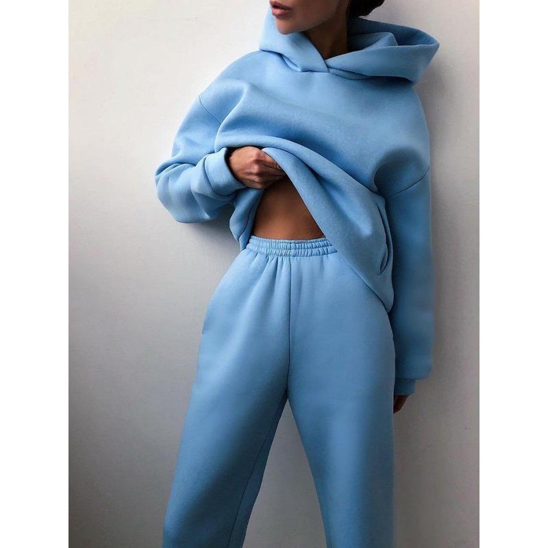 Damen Elegante Feste Sets Für Damen Warme Hoodie Sweatshirts Und Lange Hose Mode Zweiteilige Sets Damen Sweatshirt Anzüge