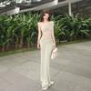 Royal Sister Wind Slanted Shoulder Lace Waist Slim Fit Hip Sling Long Dress Design Dress Year Summer