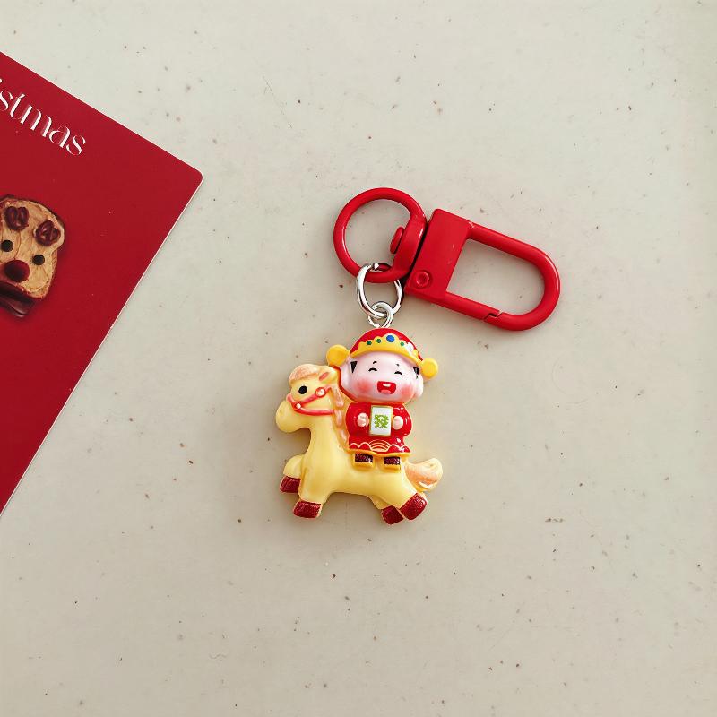

Cute Cartoon Pony God Of Wealth Keychain Kawaii Mascot Horse Pendant Backpack Hanging Decoration Year Blessing Gift жёлтый