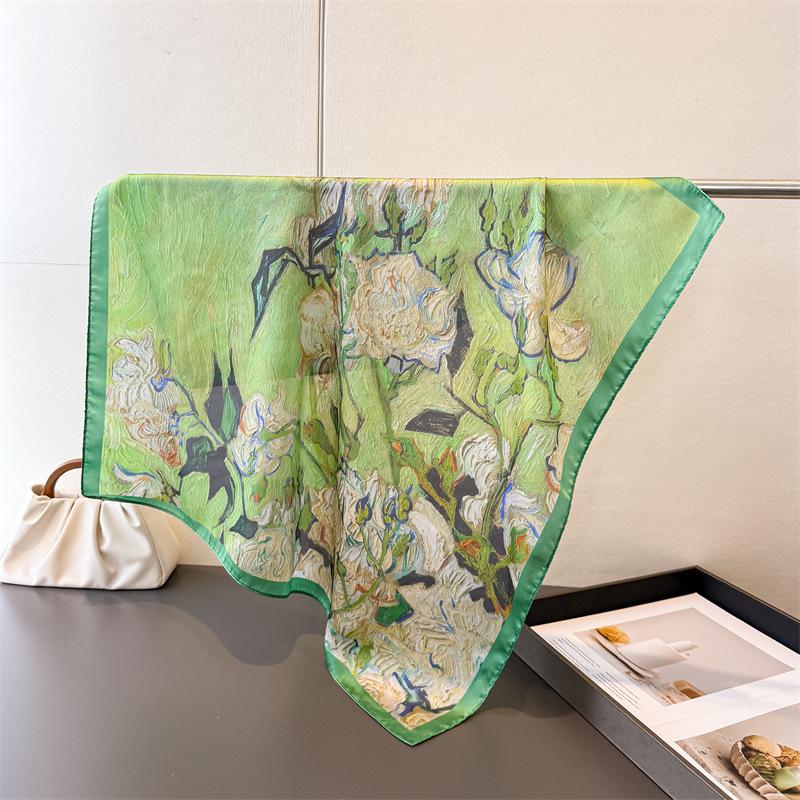 Spring Summer Women Scarf Silk Print Satin Scarves Shawl Headband Hijab Bandana Wrap Bufanda Fashion 70*70cm