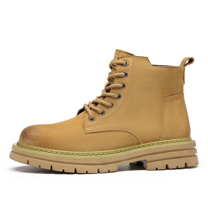 American retro Martin boots men's 2025 new autumn and winter leather British style tooling boots men's thick-soled flip leather shoes