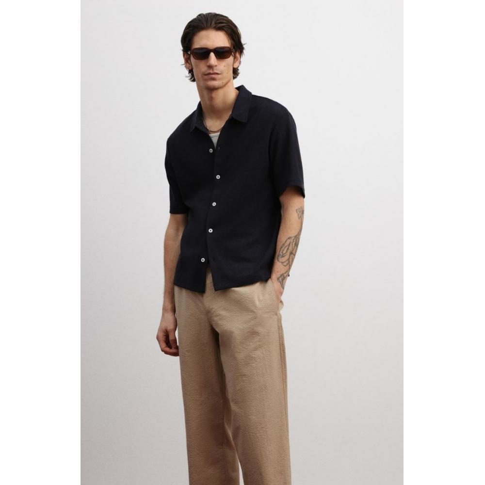 H M Regular Fit sHort Sleeve Jersey sHirt Navy Blue