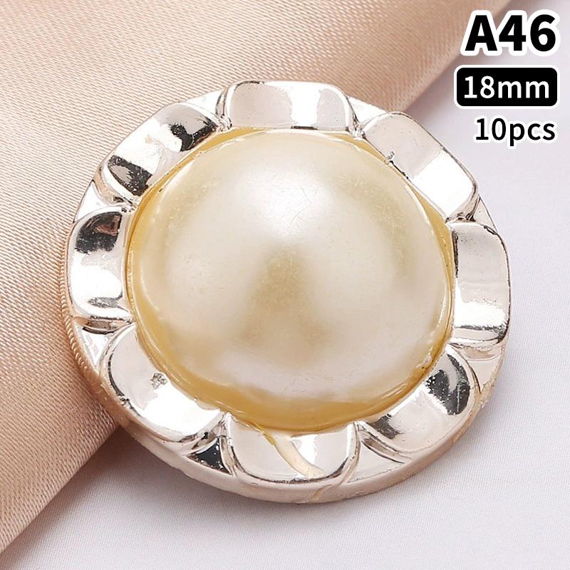 10 Stück 18/21/25mm Blume Perle Gold Kunststoff Schaft Knöpfe für Damen Bekleidung Jacke Pullover Nähzubehör Scrapbooking