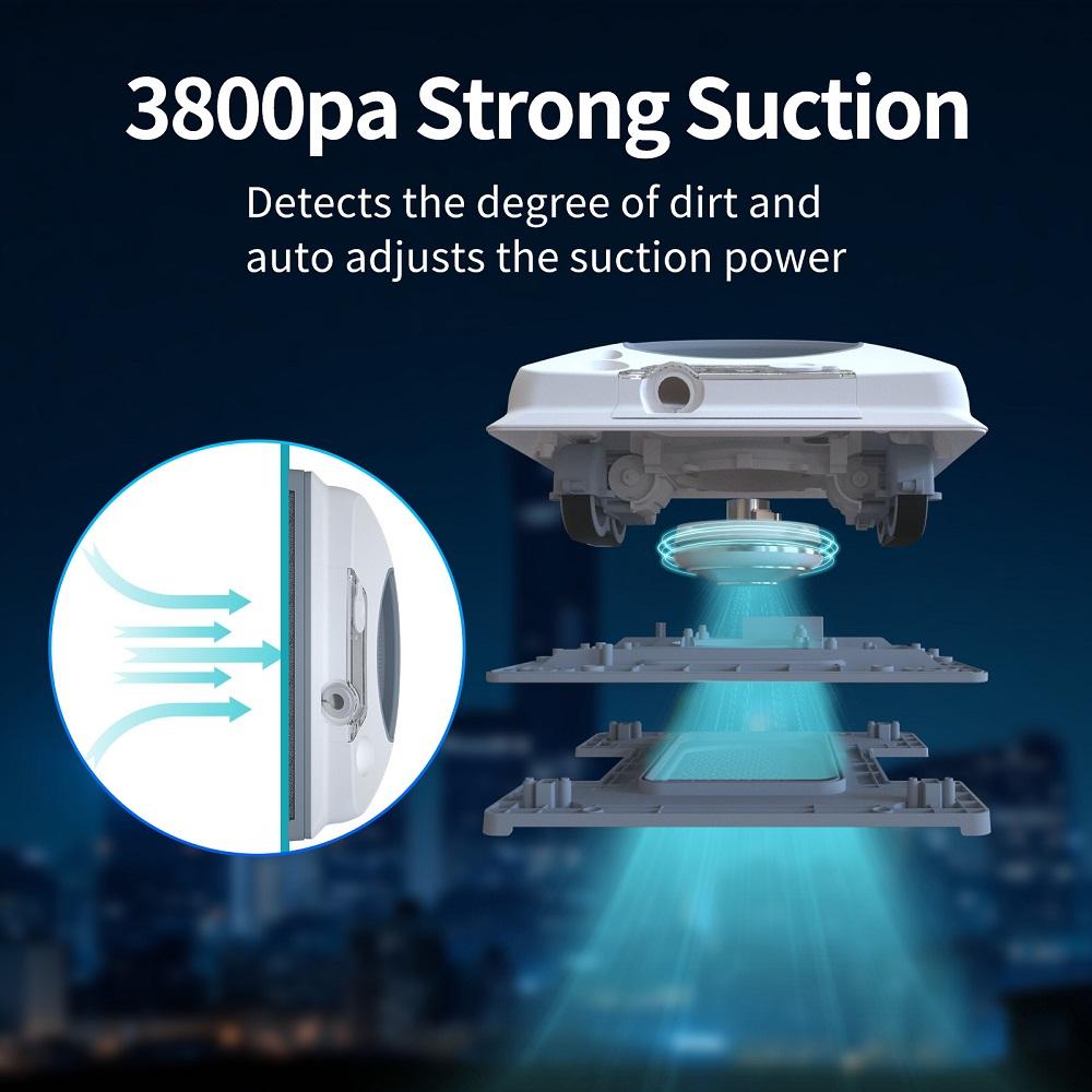 FMART W6 Window Cleaner Robot Double-Sided Spray Water, 3800Pa Strong Suction Smart Window Cleaning Robot