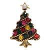 Rinhoo Vintage Christmas Tree Brooch Rhinestone Flower Bell Elk Brooches For Women Collar Lapel Pin Decoration Jewelry Xmas Gift
