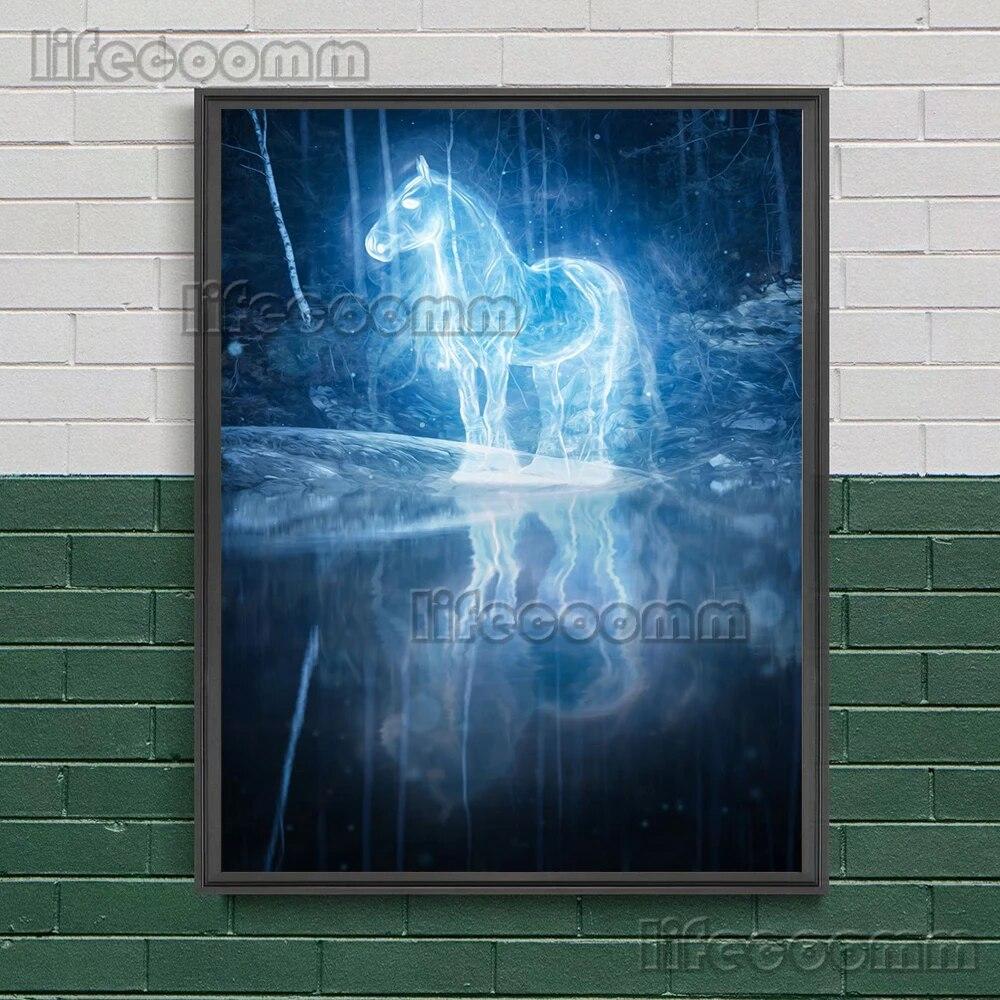 Animal Elves In The Forest Wall Art Canvas Painting Stag,Raven,Owl,Leopard,Mystical Creature Art Poster And Print Home Decor No Frame