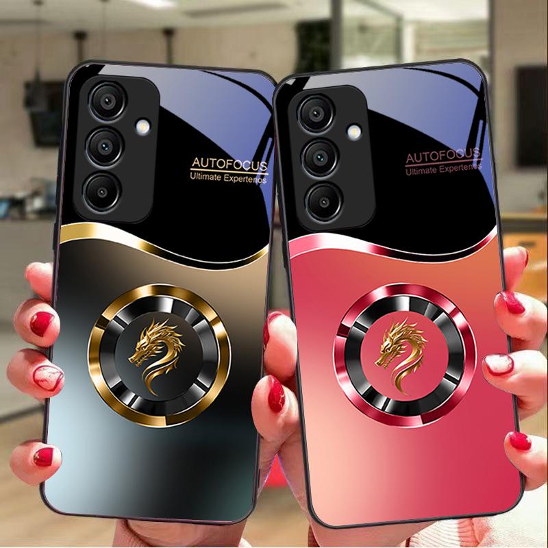 Gradueller Runder Drache Für Samsung Galaxy A15 5G 54 4G 51 50 24 35 90 71 12 51 53 52S 80 22 34 Schwarze Hülle aus gehärtetem Glas