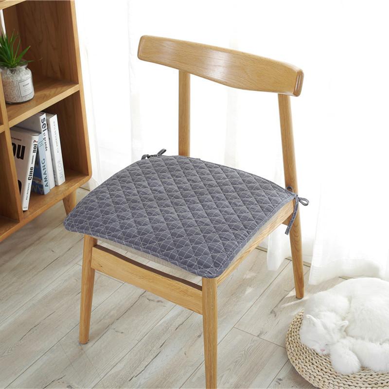 Solid-color all-cotton chair cushions simple and modern office chair cushions anti-slip home winter chair covers