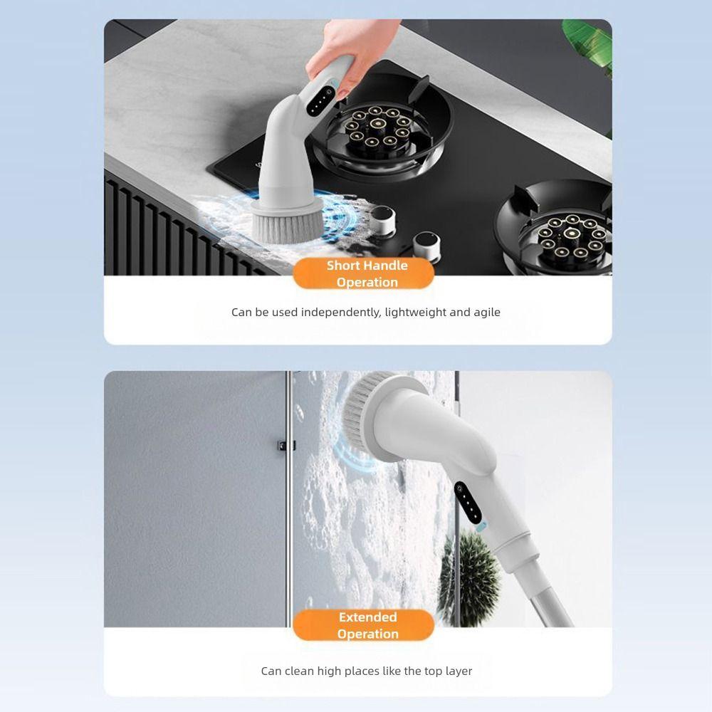 Adjustable Stretchable Arm Electric Scrubbing Brush Electric Spin Scrubber  Floor Maintenance