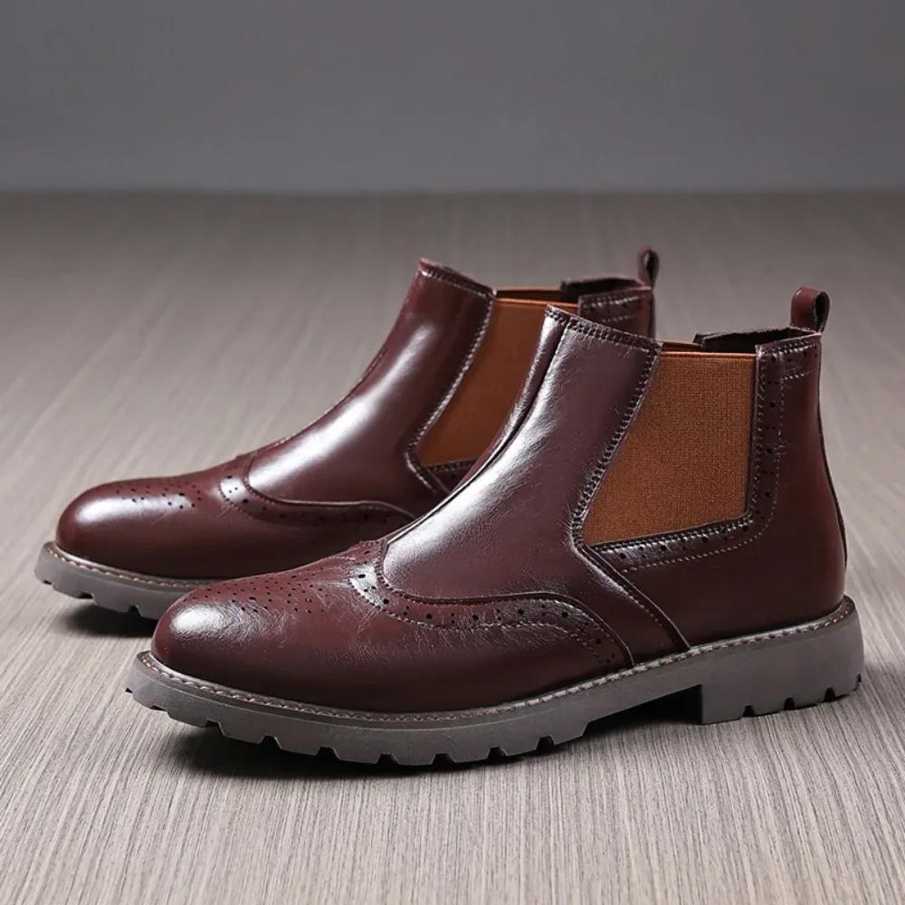 Men Winter Boots Ankle Leather Comfortable Wear For Daily Use Durable Material With Good Quality Stylish Design Suitable For Various Occasions